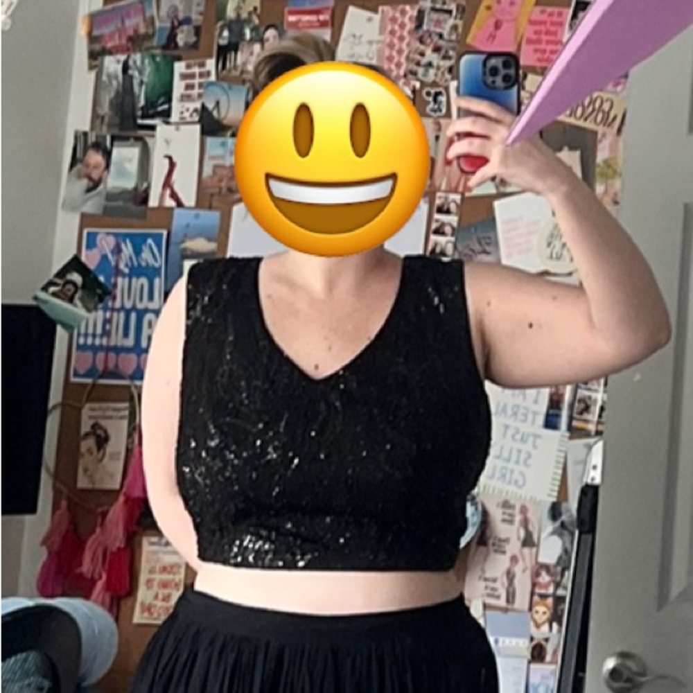 Black Sequin Crop Top